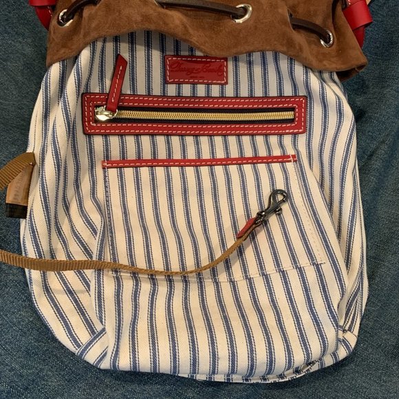 Dooney & Bourke Large Beacon Saffiano red bucket drawstring bag - Picture 13 of 15